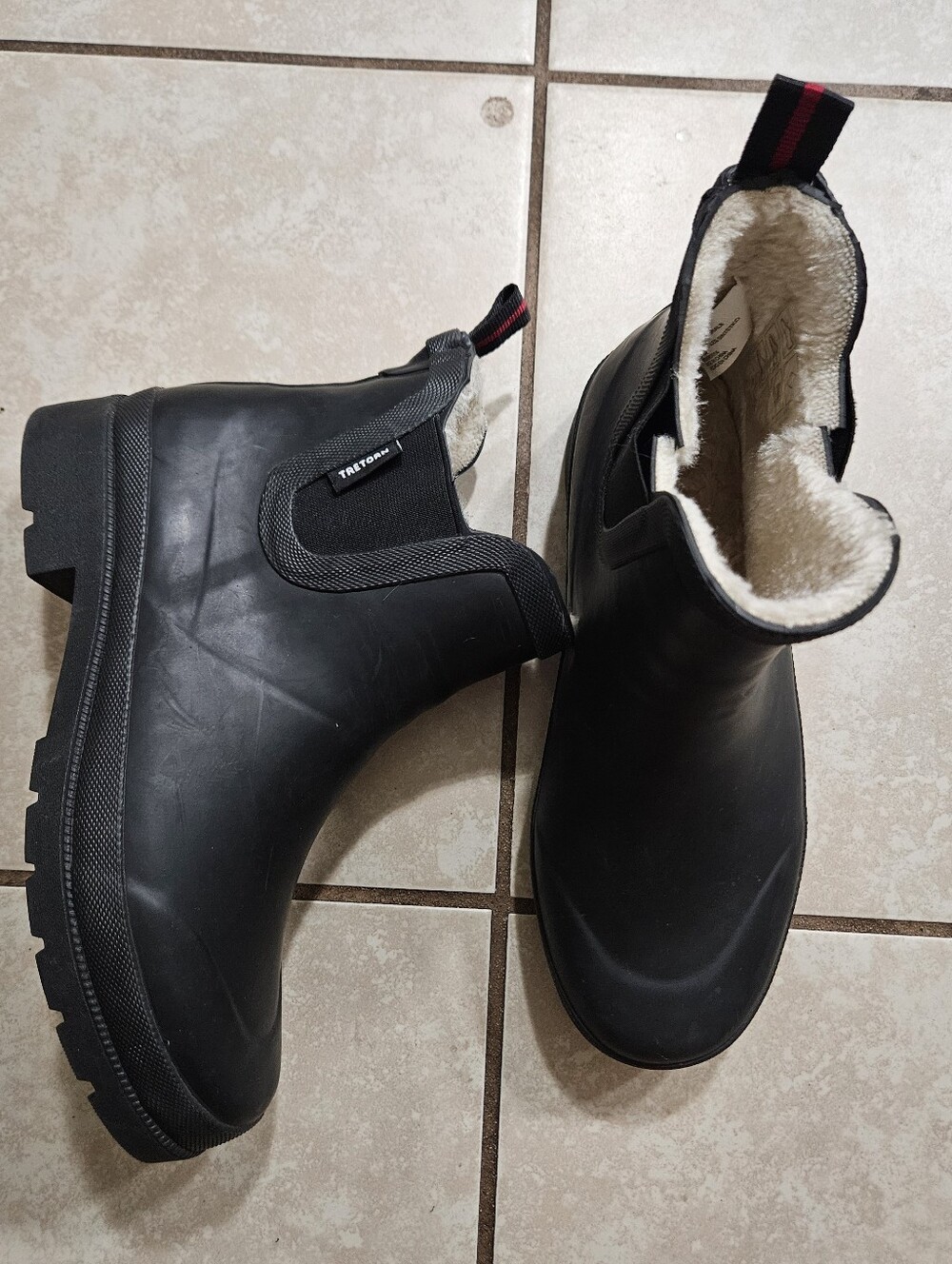Tretorn Warm Black Waterproof Chelsea Boot with Plush Lining